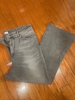 LOFT Women’s Kick Crop Flare Gray Faded Jeans